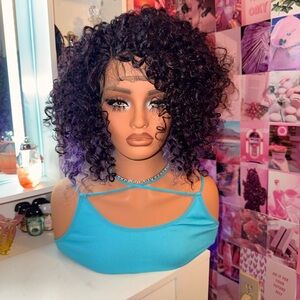 Curly Lace Front Wig – Purple Ombre